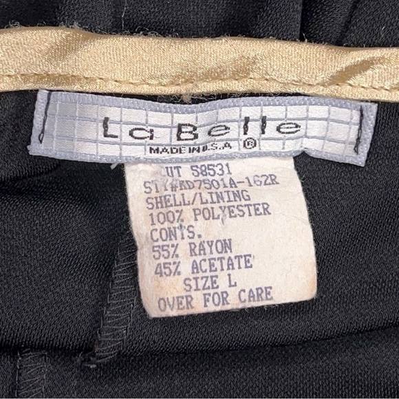 Large Juniors Vintage Y2K La Belle Dress Black Gold Satin Halter Layered Retro - Picture 12 of 13